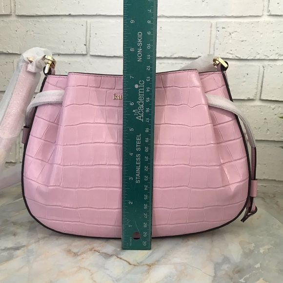Kate Spade Purse Pink Croco Embossed Leather Dumpling Crossbody Bag KE475 New - Picture 14 of 16